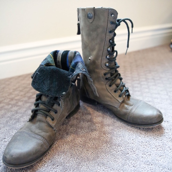 Steve Madden Flannel-Lined Combat Boots - Picture 1 of 8